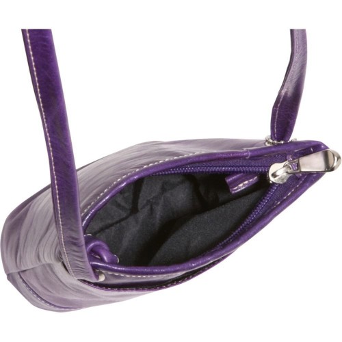 Purple Moroccan Leather Handbag for Men and Women with Multiple Pockets