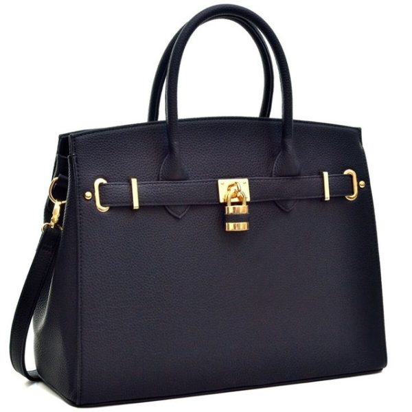 Vintage Dark Blue Moroccan Leather Handbag - Handcrafted Premium Leather Strand Bag