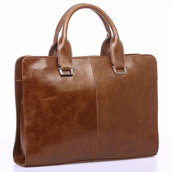 Vintage Brown Moroccan Leather Handbag with Multiple Pockets