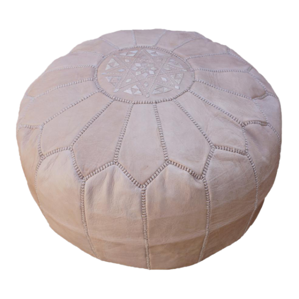 Moroccan Leather Pouf - Handcrafted Genuine Leather Seating