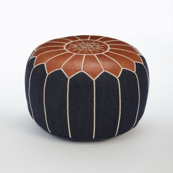 Handcrafted Moroccan Leather Pouf - Cozy Seating Option