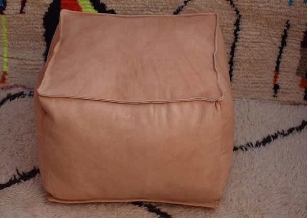 Moroccan Leather Square Poufs - Marrakech Crafted Luxe Seating