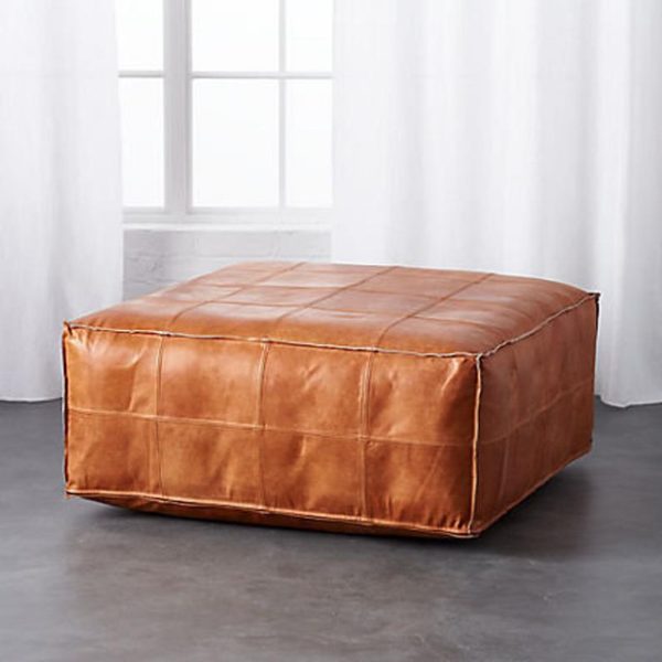 Handcrafted Moroccan Leather Pouf - Boho Elegance and Comfort