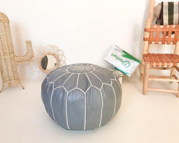 Handcrafted Genuine Leather Moroccan Pouf - Cozy and Stylish Option