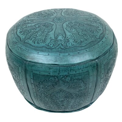Handmade Teal Moroccan Leather Poufs - Cozy Seating Option