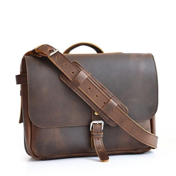 Vintage Brown Moroccan Leather Messenger Bag - Handcrafted Luxury & Durability