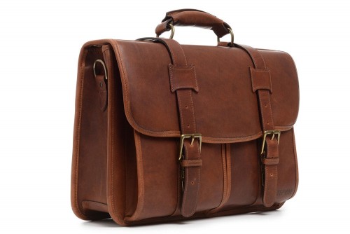 Sophisticated Handcrafted Walnut Brown Leather Messenger Bag