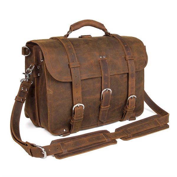 Vintage Moroccan Leather Messenger Bag for Stylish Men and Women