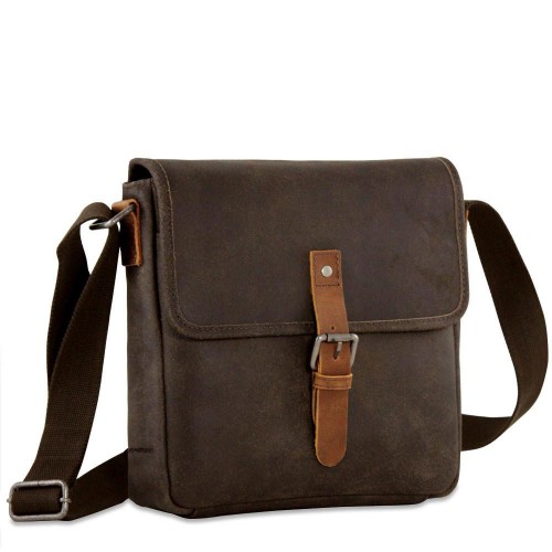 Premium Leather Dark Brown Messenger Bag - Handcrafted Moroccan Design