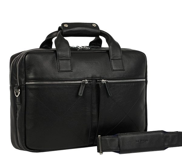 Black Leather Handcrafted Messenger Bag | Moroccan Stylish Design