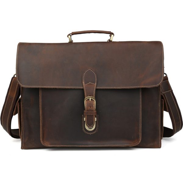 Handcrafted Dark Brown Moroccan Leather Messenger Bag