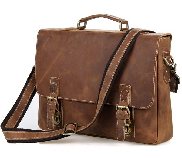 Dark Tan Moroccan Leather Messenger Bag