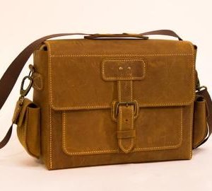Mustard Leather Messenger Bag - Stylish Moroccan Design