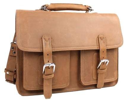 Light Tan Moroccan Leather Messenger Bag with Multiple Compartments