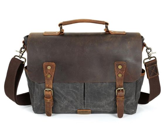 Premium Leather Moroccan Messenger Bag in Gray and Brown - Handcrafted Luxury