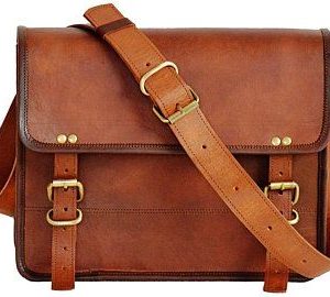 Vintage Brown Leather Messenger Bag | Handcrafted in Fez