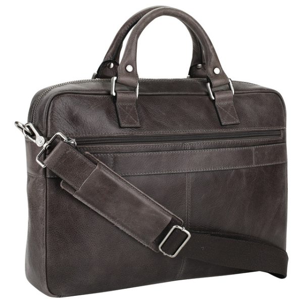 Dark Brown Moroccan Leather Messenger Bag with Multiple Compartments