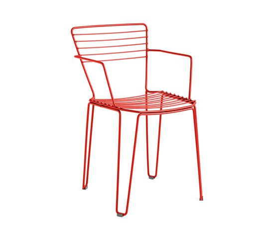 Moroccan Red Metal Chair with Arm Support