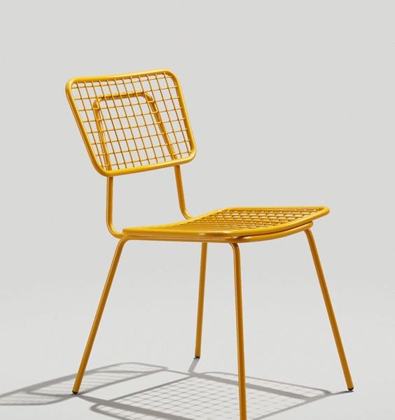 Modern Moroccan Yellow Metal Chair - Hand-Forged Design