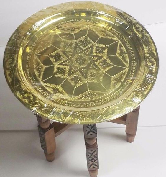 Moroccan Handcrafted Metal Table with Detachable Serving Tray - Elegant and Versatile Décor Piece, Customizable Fit