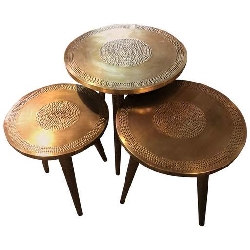 Moroccan Handcrafted Aluminum Tray Table - Metal Tables 099