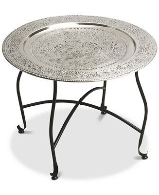Metal Moroccan Side Table and Serving Tray