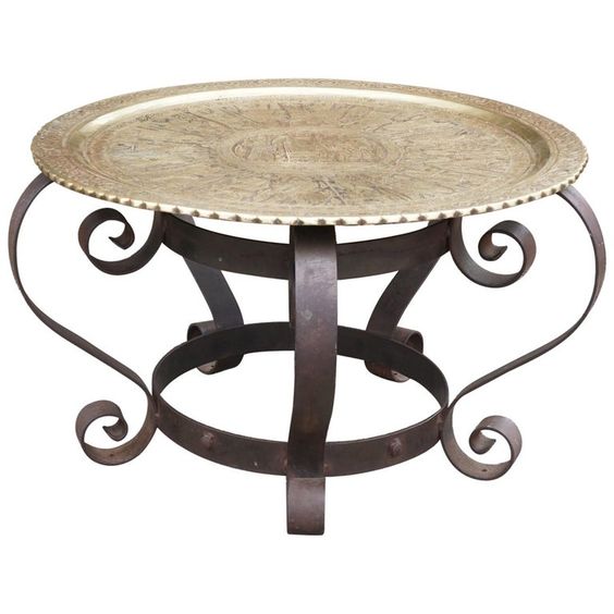 Artisan Moroccan Metal Table 145 with Detachable Tray