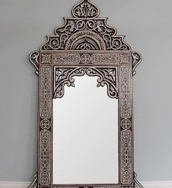 Rectangular Moroccan Metal Mirror with Intricate Designs