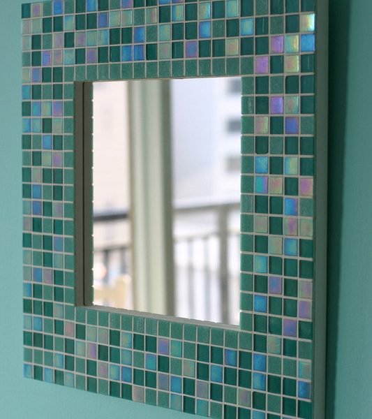 Handcrafted Moroccan Teal Tile Round Mirror