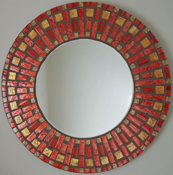 Exquisite Red and Gold Moroccan Mosaic Mirror with Custom Dimensions