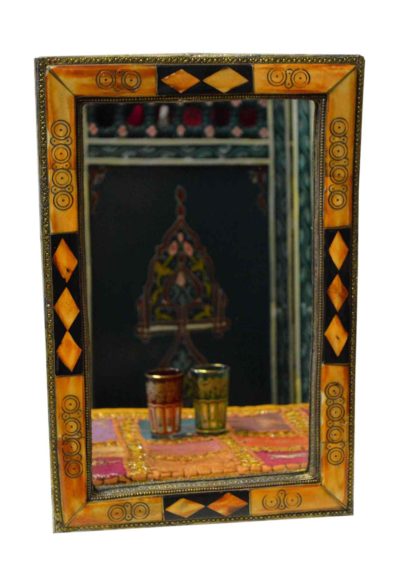 Handcrafted Moroccan Bone Inlay Brass Mirror
