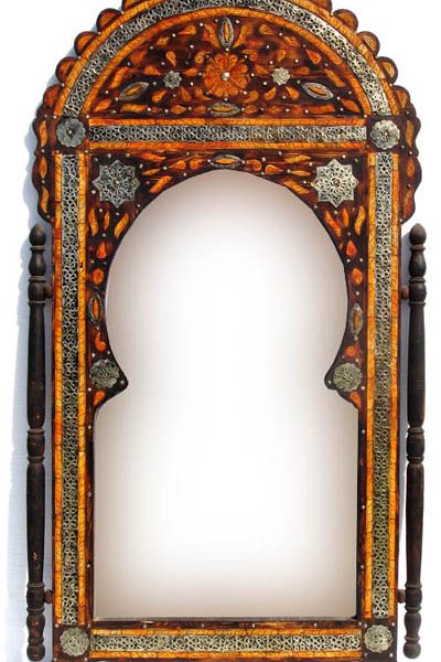 Geometric Moroccan Mirror with Hand-Painted Details