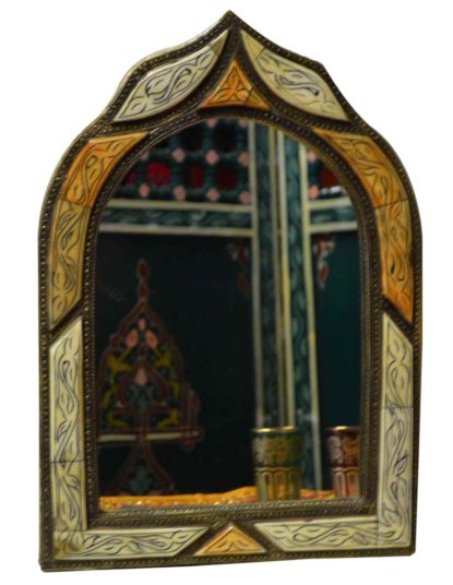 Moroccan Vintage Wood Mirror - Traditional Arch Design