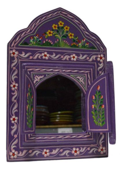 Purple Floral Moroccan Hand-Painted Vintage Mirror
