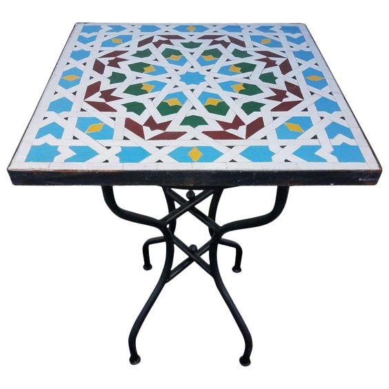 Moroccan Mosaic Table 100 - Handcrafted Artisanal Mosaic Bistro Table