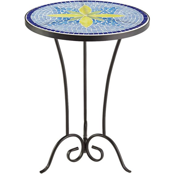 Handcrafted Moroccan Mosaic Table | Reclaimed Ivory Glazed Tiles