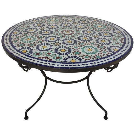 Handmade Moroccan Mosaic Table 110 - Vibrant colors, intricate design