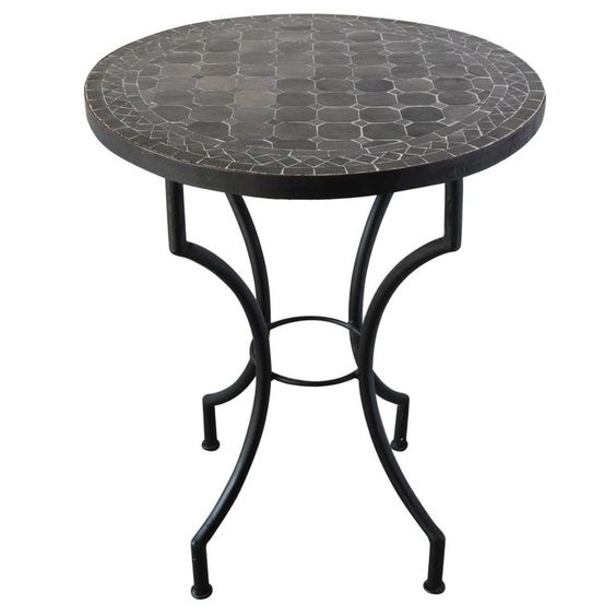 Handmade Moroccan Mosaic Table | Ivory & Tan | Indoor/Outdoor