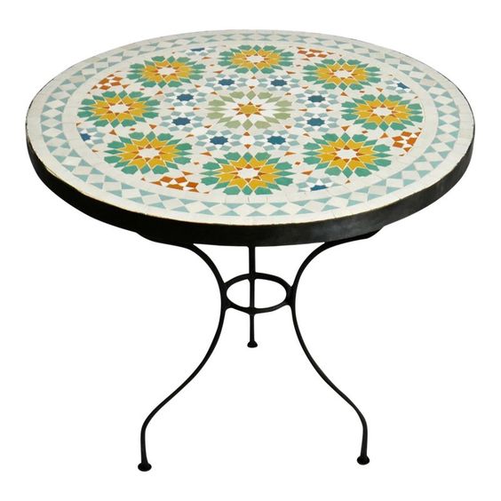 Moroccan Zellij Mosaic Table - Handmade Clay & Ceramics