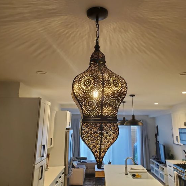 Dark Brass Moroccan Pendant Lamp | Handcrafted Elegance