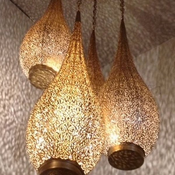 Rose Gold Moroccan Pendant Lamp - Handcrafted Vintage Lighting