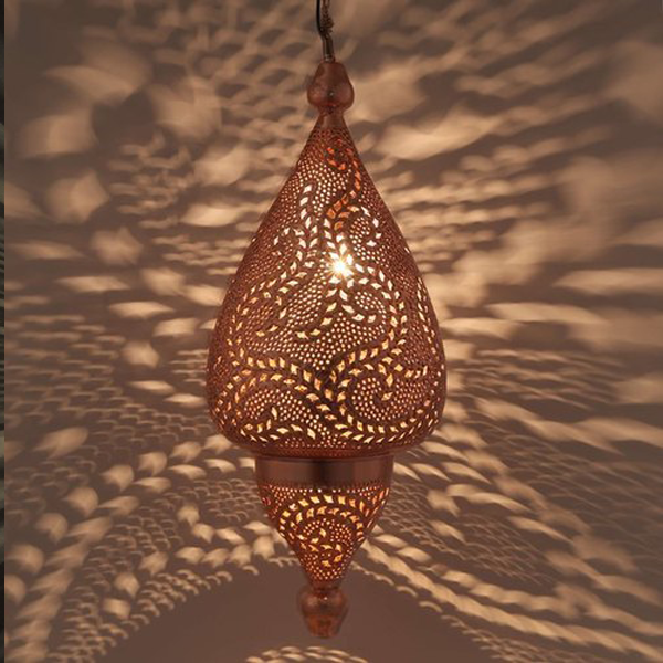 Moroccan Bronz Punched Metal Pendant Lamps