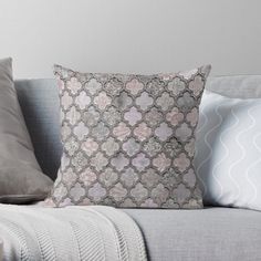 Gray Moroccan Handwoven Throw Pillow - Custom Dimensions & Zipper Design