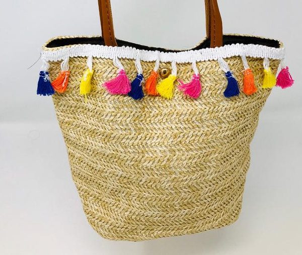 Colorful Moroccan Handwoven Pom Pom Baskets