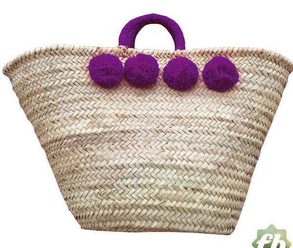 Moroccan Handwoven Pom Pom Basket - Eco-Friendly Storage