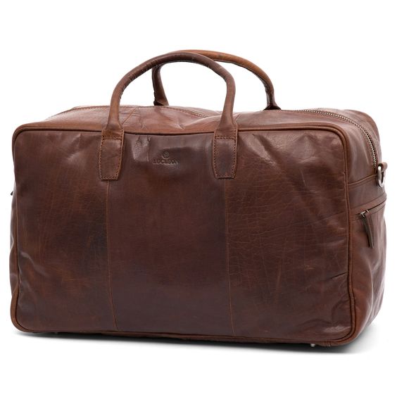 Vintage Mahogany Leather Travel Bag - Handcrafted Moroccan Style