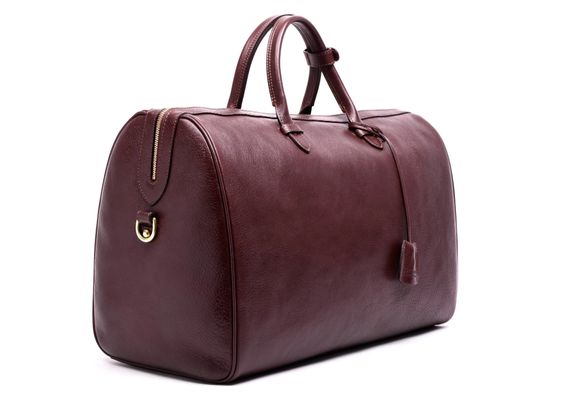 Burgundy Moroccan Leather Travel Bag - Handcrafted for Style & Durability