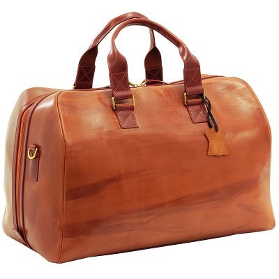 Saddle Tan Leather Travel Bag - Genuine Moroccan Leather in Fez
