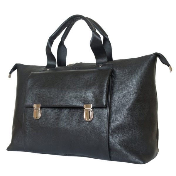 Black Moroccan Leather Travel Bag | Large Compartment, Inner Pockets | Handcrafted Luxury for Business, Camping | Men & Women
