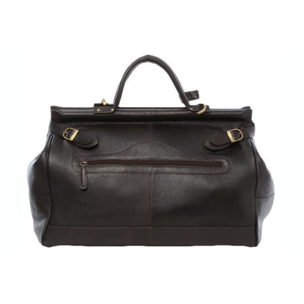 Handmade Dark Brown Moroccan Leather Travel Bag for Business Trips & Adventures